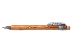 Memo PEFC-zert. Holz-Druckkugelschreiber 'Prisma wood' rauch trans. Funktionsteilen – Produktbild 1 von 1