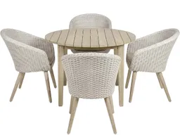 Gartenmöbel-Set "ARVADA" 5-tlg. 1 Tisch Akazie, 4 Sessel Kunststoffgeflecht – Produktbild 1 von 1