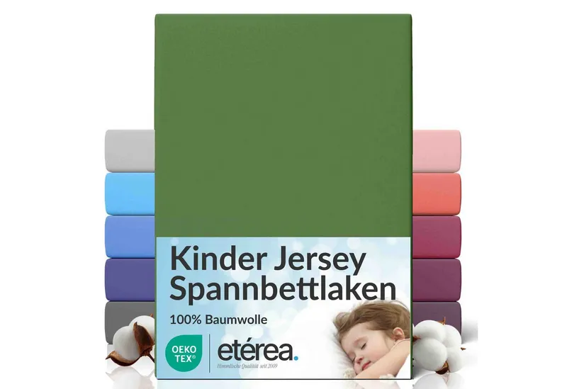 etérea Himmlische Qualität Spannbettlaken etérea Comfort Jersey Spannbettlaken, Jersey, Gummizug: rundum, (1 Stück), Grün, – Produktbild 5 von 8