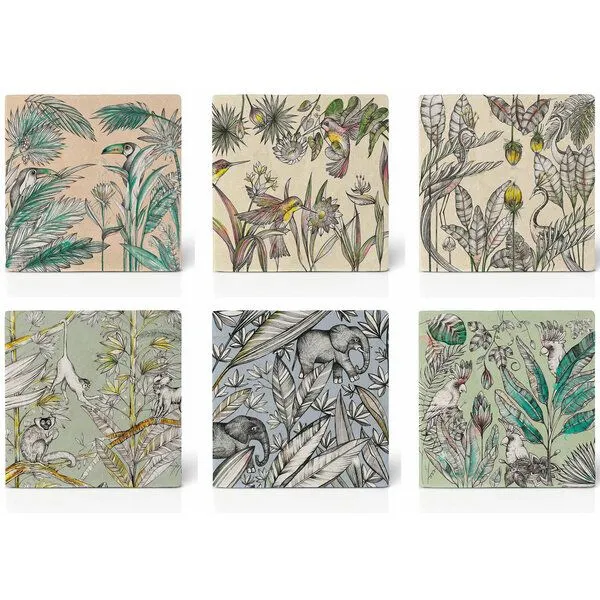 LIGARTI Fliesenuntersetzer 6er-Set »Jungle Me All« von LIGARTI | Design Untersetzer | Natursteinfliese – Produktbild 1 von 4