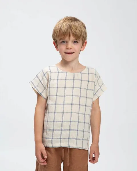 MATONA Matona Lockeres Leinen T-Shirt für Kinder / Easy T-Shirt, Blue net, – Produktbild 1 von 4