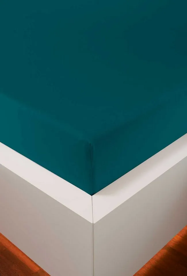 bellana Spannbettlaken bellana deluxe mit Elasthan, Jersey 230 g/m², Premium-Qualität, Jersey-Elasthan, Gummizug: rundum, (1 Stück), mit 5% Elasthan, für Matratzen bis 35cm Höhe, bügelfrei, faltenfrei, Grün, – Produktbild 2 von 5