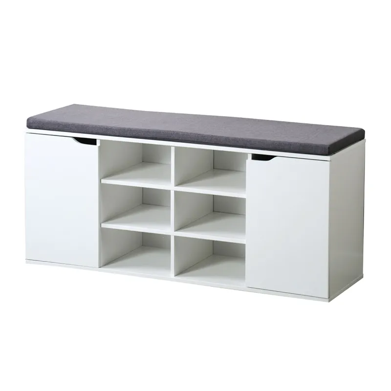 Kesper Schuhschrank mit Sitzkissen, 2 Türen und 6 Fächer, Weiss, – Produktbild 1 von 4