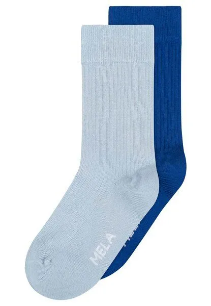 MELA MELA Gerippte Socken 2 Paare aus 100% Bio-Baumwolle, Cloudy blue / bold blue, – Produktbild 1 von 1