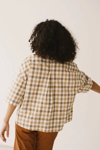TIRALAHILACHA TIRALAHILACHA Hallow oversized shirt vichy, Gelb, – Produktbild 3 von 4