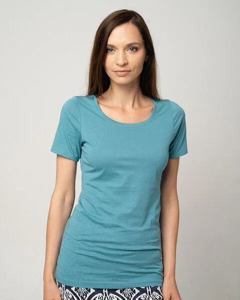 Alma & Lovis Alma & Lovis Basic T-Shirt aus 100% Bio-Baumwolle ‚Tee‘, Türkis, – Produktbild 1 von 2
