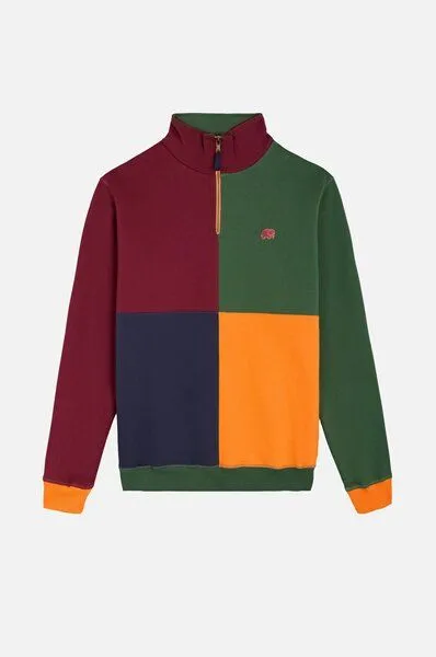 Trendsplant Trendsplant Color Block Half Zip Sweatshirt "Harlequin", Bunt, – Produktbild 3 von 5