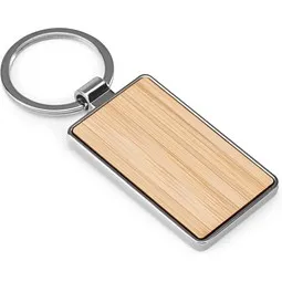 hi!dea™ hi!dea™ GASTON RECTANGULAR. Schlüsselanhänger aus Eisen in rechteckiger Form aus Zink und Bambus – Produktbild 1 von 1