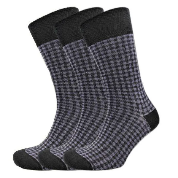 BLS Organic BLS Organic 3er Pack GOTS zertifiziert 98 % Bio-Baumwolle Quadrat Design Socken, Schwarz, – Produktbild 1 von 1