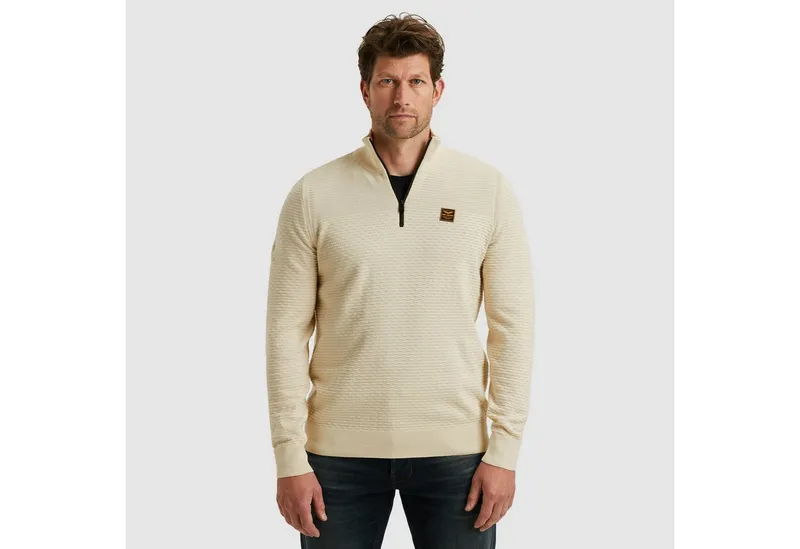 PME Legend PME Legend Troyer mit Struktur-Muster und Logo-Badge, Beige, – Produktbild 1 von 3