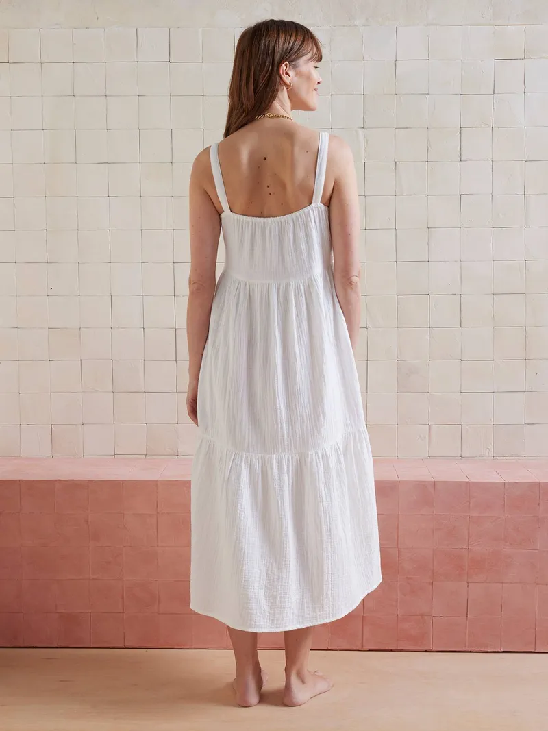 Vertbaudet Trägerkleid für Schwangerschaft & Stillzeit, Weiß, – Produktbild 3 von 4