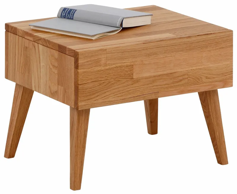 Home affaire Nachttisch Natali, mit einer Schublade, aus massiver Eiche, Breite 45 cm, Braun, – Produktbild 2 von 4