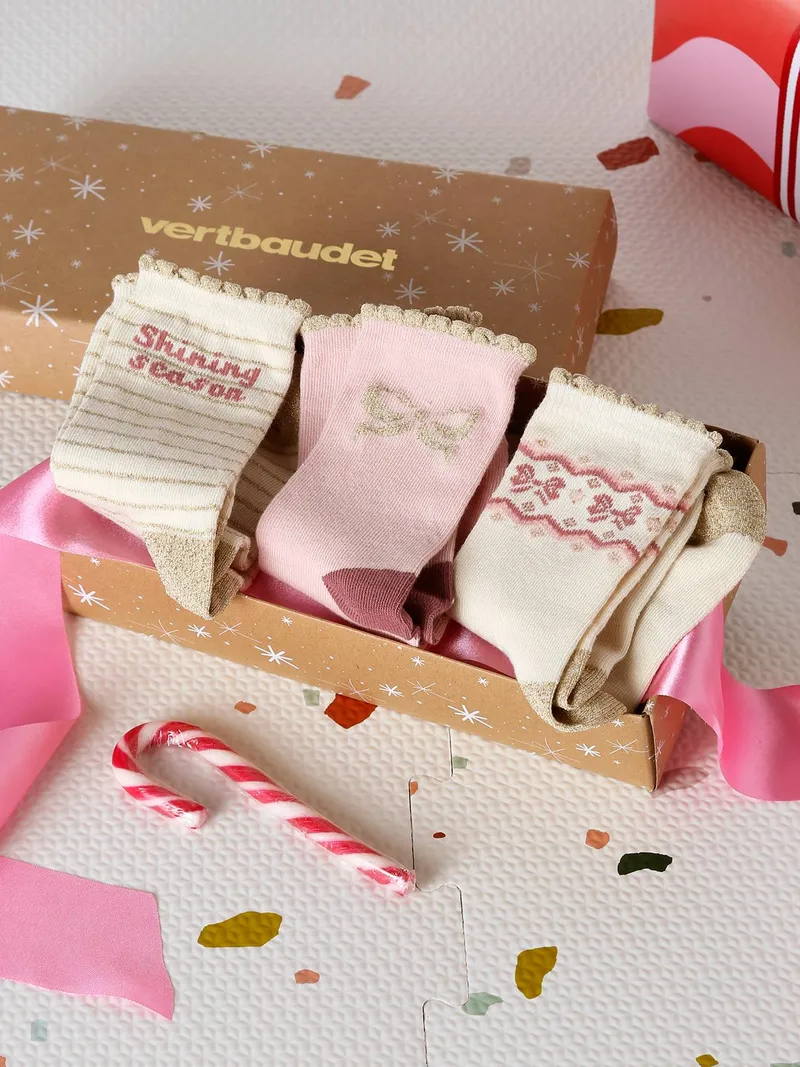 Vertbaudet 3er-Pack Weihnachts-Socken in Geschenkbox, Wollweiß, – Produktbild 1 von 3