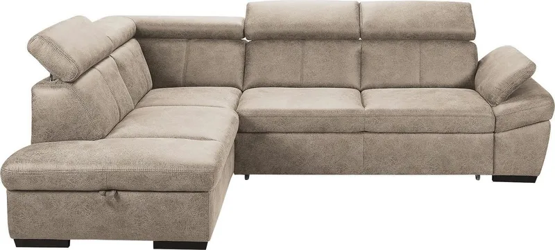 exxpo - sofa fashion Ecksofa Salerno, Funktionssofa, hoher Sitzkomfort, Breite 268cm, L-Form, inkl. Kopf- und Armteilverstellung, wahlweise mit Bettfunktion, Braun, – Produktbild 4 von 4