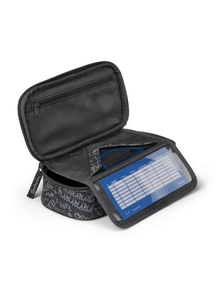Satch Satch Federmäppchen Schlamperbox, (1-tlg), inklusive Geodreieck und Stundenplan, Grau, – Produktbild 6 von 6