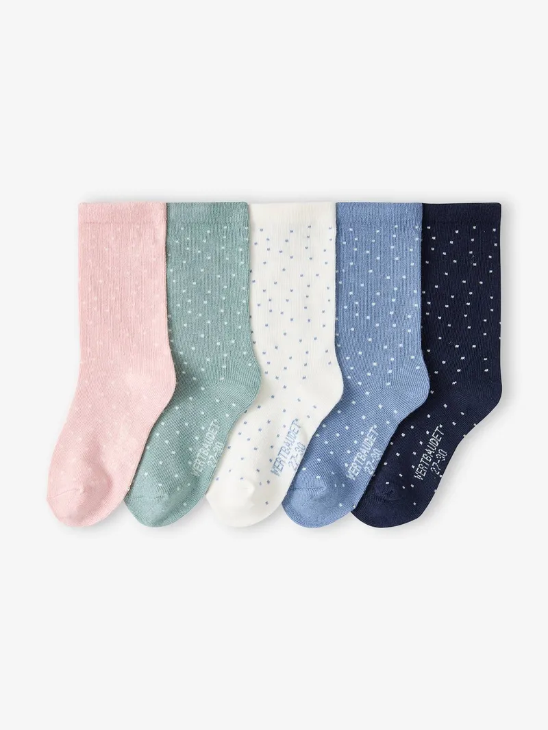 Vertbaudet 5er-Pack Kinder Socken mit Tupfen BASIC pudrig, Pudrig rosa, – Produktbild 1 von 2