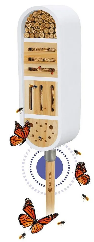 Gardena Gardena Gartenfigur Insektenhotel Nistkasten Gardena ClickUp! Bienenhotel Überwinterungs, Weiß, – Produktbild 4 von 5