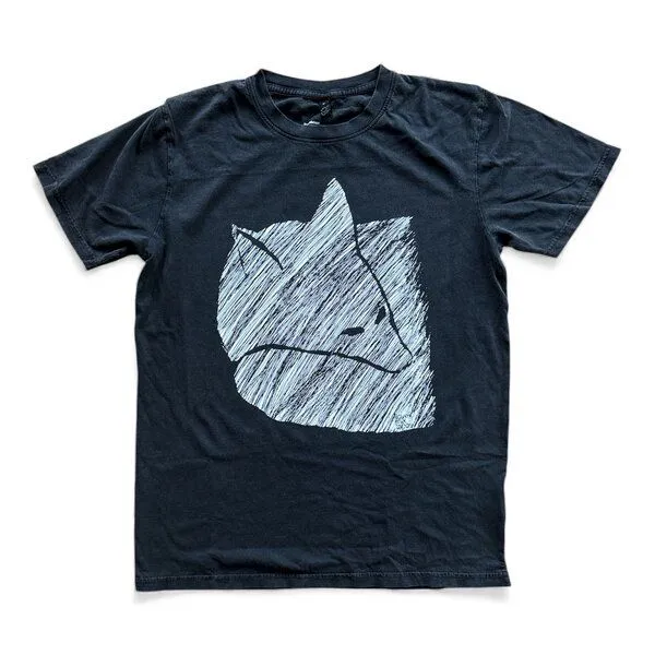 ilovemixtapes ilovemixtapes Fuchs 2.0 Unisex Bio-Baumwoll T-Shirt – Minimalistisches Linienmotiv, handbedruckt in Frankfurt, Washed black (schwarz), – Produktbild 1 von 3
