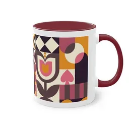 PepMelon Frühlings Liebe Bauhaus-Stil Zweifarbiger Kaffee- Teebecher, 330 ml – Produktbild 1 von 1
