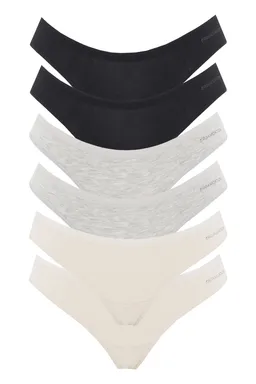 ORGANICATION ORGANICATION Damen vegan Multipack 6er-Pack Zehensteg Kavinn Off White, Grey Melange & Black – Produktbild 1 von 1