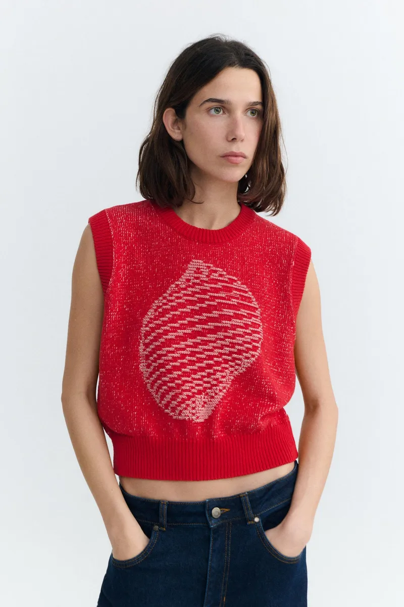 thinking mu Thinking MU Damen vegan Strickweste Aria Shell Rot, Rot, – Produktbild 2 von 2