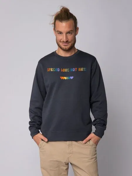watapparel watapparel Sweatshirt Unisex Spread Love not Hate, India ink grey, – Produktbild 2 von 3