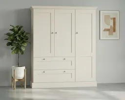 OTTO home Kleiderschrank Binz, Wäscheschrank, Mehrzweckschrank, skandinavischer Landhausstil (B/H/T ca. 122/130/35 cm) viele Stauraummöglichkeiten, Metallgriffe, Türen mit Rahmen/ Kassetten – Produktbild 1 von 1
