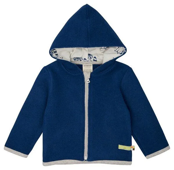 loud + proud loud + proud Babys & Kinder Wollfleece-Jacke mit Kapuze, GOTS-zertifiziert, Ultramarine(blau), – Produktbild 1 von 4