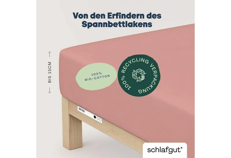 Schlafgut Schlafgut Spannbettlaken Casual Mini Spannbettlaken, Jersey, Gummizug: rundum, (1 Stück), für Kinder, MADE IN GREEN by OEKO-TEX®, Lila, – Produktbild 3 von 4