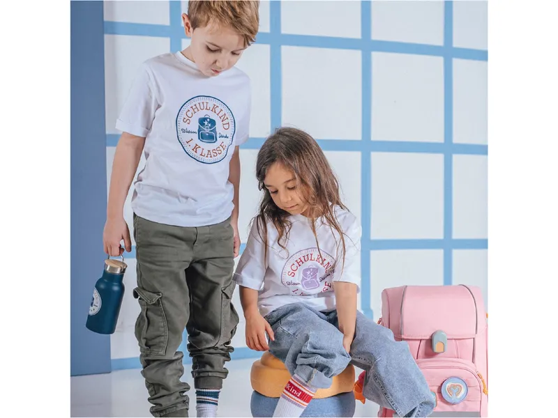 Kikadu Kikadu T-Shirt Schulkind Petrol 134/140, Weiß, – Produktbild 2 von 2