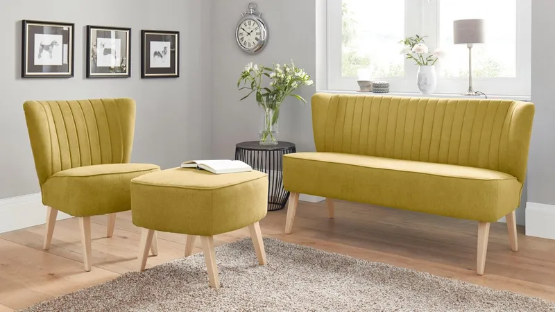 Home affaire 2-Sitzer Campi Küchensofa, Breite 140cm, Komfortsitzhöhe 46cm, bequemes Küchensofa, frei im Raum stellbar, Gelb, – Produktbild 3 von 5