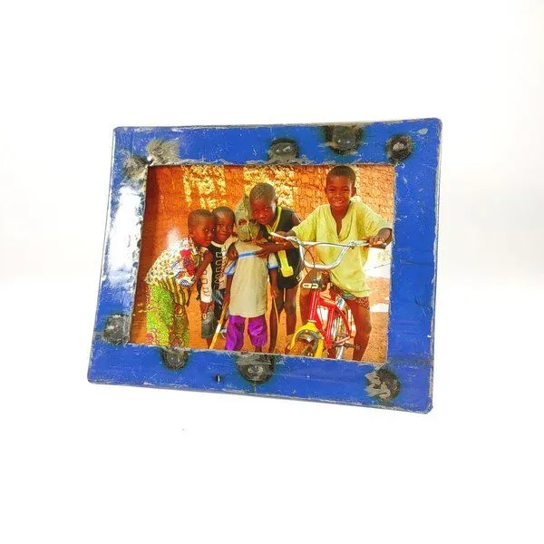 Moogoo Creative Africa Moogoo Creative Africa Bilderrahmen 13x18 cm aus recycelten Ölfässern Industrial Design Upcycling, Blau, – Produktbild 1 von 2