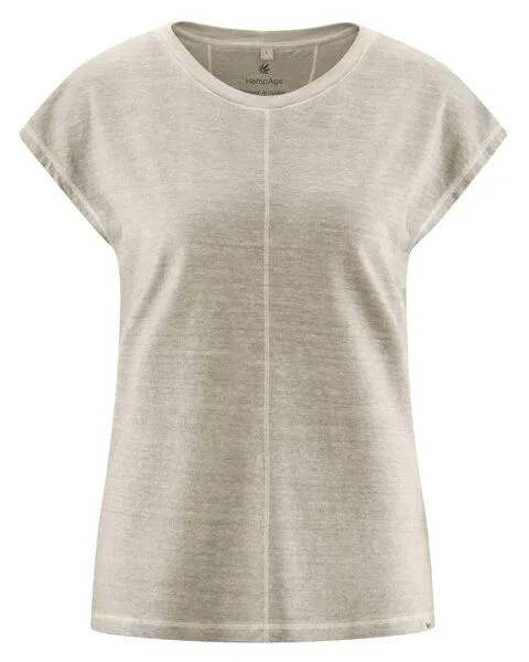 HempAge HempAge Ärmelloses Damen-Shirt mit Wascheffekt Hanf/Biobaumwolle, Distel (beige), – Produktbild 1 von 4