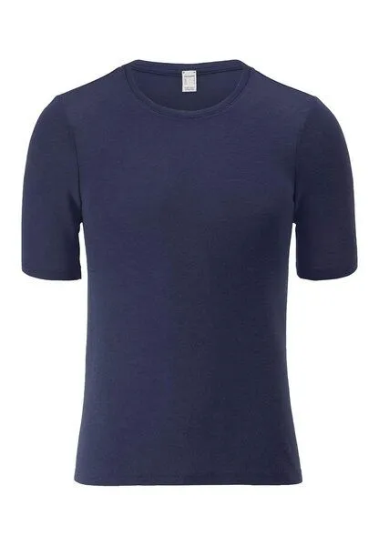 hessnatur hessnatur T-Shirt PURE FUNCTION aus Bio-Merinowolle und Seide, Graphitblau, – Produktbild 2 von 4