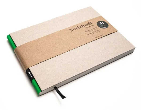 tyyp Skizzenbuch A5 querformat - perforiert - 100% Recyclingpapier - BerlinBook by tyyp, Grün, – Produktbild 1 von 4