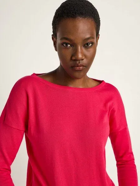 LANIUS LANIUS Struktur-Halbarmpullover aus Bio-Baumwolle, Raspberry, – Produktbild 3 von 4