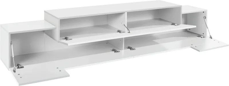 Home affaire Lowboard Coro,Lowboard,TV-Kommode,TV-Möbel,TV-Bank, mit 3 Klappen, (B/T/H) 240x45x51,6 cm, Weiß, – Produktbild 5 von 5