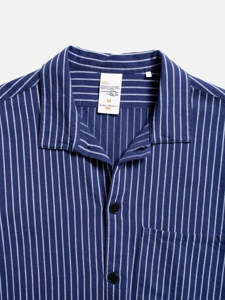 Nudie Jeans Nudie Jeans Berra Striped Worker Shirt - Blue – Produktbild 1 von 3