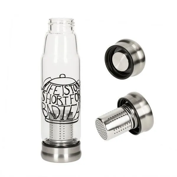 elasto elasto Glasflasche mit Teeeinsatz - Neoprenhülle und Motiv 0,5 l, Teapot, – Produktbild 3 von 3
