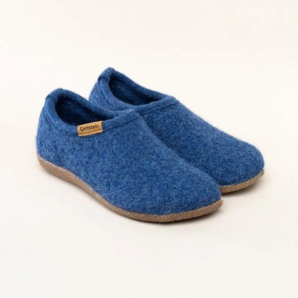 Gottstein Gottstein Filz-Hausschuh Alpine Midcut - Damen & Herren Pantoffel aus 100% Schurwolle mit Komfort-Einlagesohle, Blau, – Produktbild 1 von 4