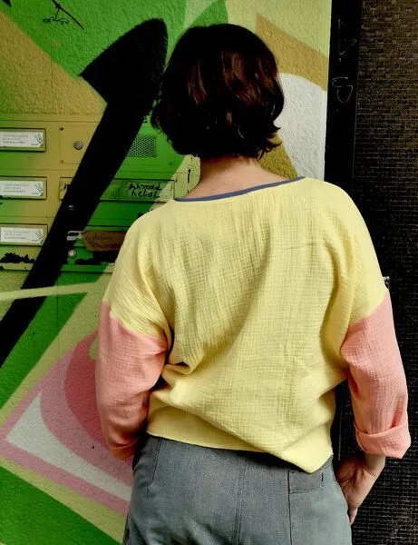 Fräulein Prusselise Fräulein Prusselise Musseline colourblock Top, Shirt, Bluse, bunt, -bio,, Gelb-peach, – Produktbild 2 von 3