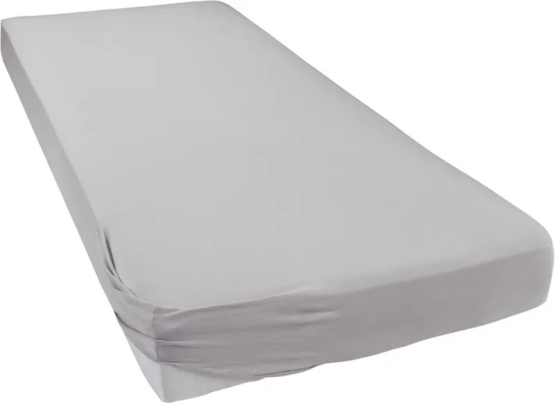bellana Spannbettlaken bellana deluxe mit Elasthan, Jersey 230 g/m², Premium-Qualität, Jersey-Elasthan, Gummizug: rundum, (1 Stück), mit 5% Elasthan, für Matratzen bis 35cm Höhe, bügelfrei, faltenfrei, Silberfarben, – Produktbild 1 von 5