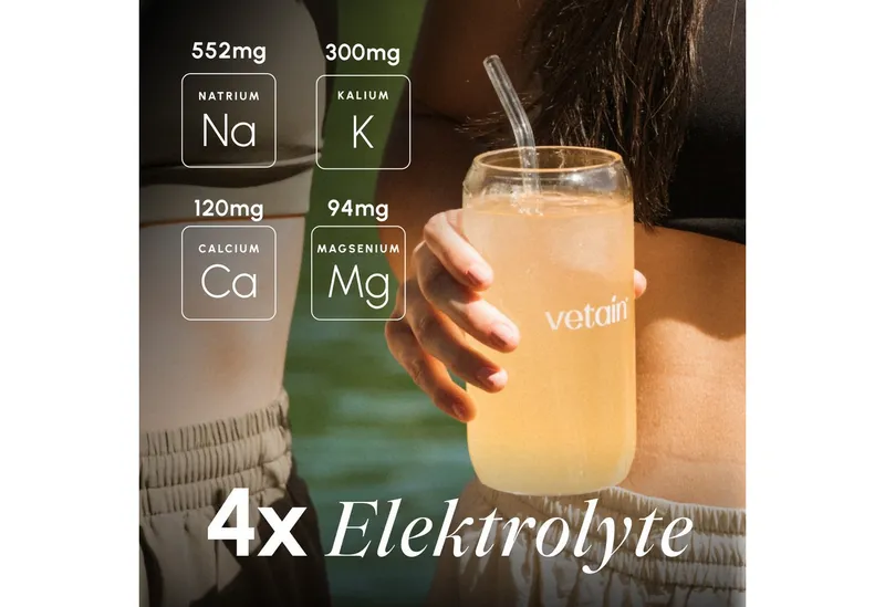 VETAIN Elektrolyte Pulver + 4 Vitamine – Kokoswasserbasiert Pulver, 30 er, 100% Vegan, ohne künstliche Süßungsmittel – Produktbild 6 von 8