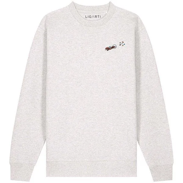 LIGARTI Bestickter Pullover – Astrowau der Space-Hund – LIGARTI Tiermanufaktur, Hellgrau, – Produktbild 1 von 3