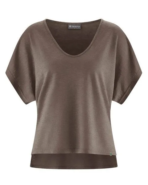 HempAge HempAge Damen Slub Jersey T-Shirt Hanf/Biobaumwolle, Dust(braun), – Produktbild 2 von 4