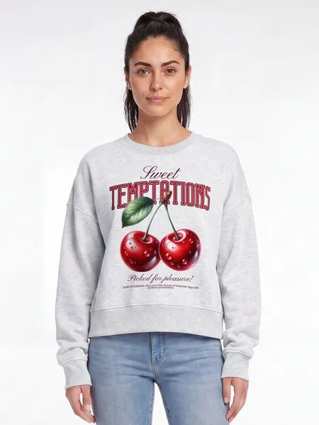 watapparel watapparel Sweatshirt Frauen Sweet Temptations, Cool heather grey, – Produktbild 2 von 2