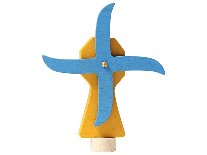 Grimms Grimms Windmühle Steckfigur aus Lindenholz, bunt lasiert Höhe 10 cm, Gelb, blau, mehrfarbig, – Produktbild 1 von 2