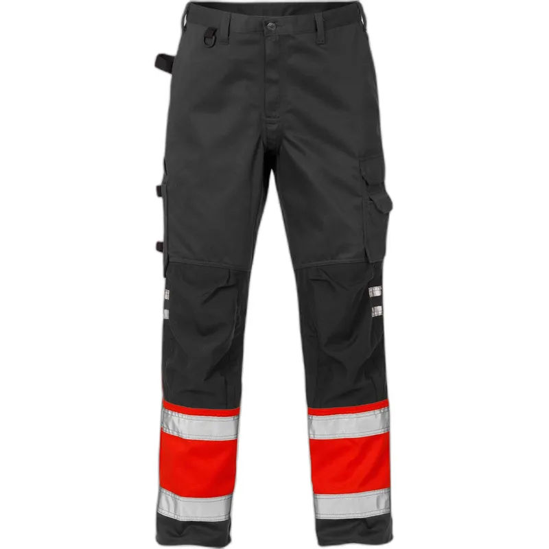 Fristads Hochsichtbare Arbeitshose Klasse 1 Fristads 2032 PLU, Rot, – Produktbild 1 von 2