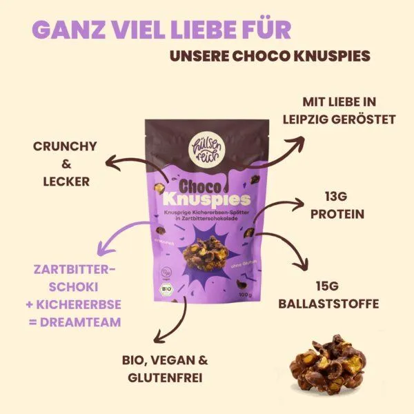 Hülsenreich Bio Choco Knuspies dunkel – Produktbild 3 von 4
