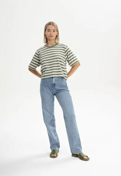 MELA MELA Cropped T-Shirt Style DESNA Stripes, Thymian gestreift, – Produktbild 3 von 4